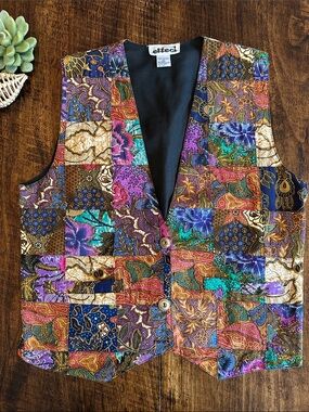 Creazioni Effeci | Multicolor Boho Batik Embellished Vest Medium, Size M